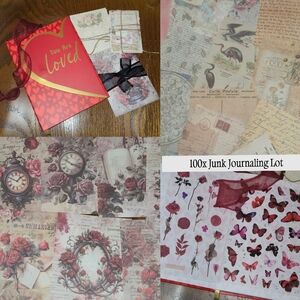 100x Journaling Scrapbooking Crafting Lot Love RED Heart Journal Paper Ephemera